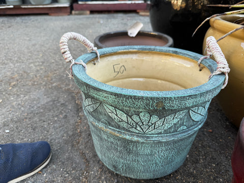 A1 Green patina copper finish handle pot