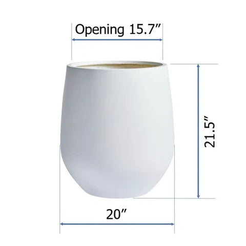 Gray 20" w x 21.5" h, round FiberStone pot