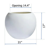 White 21" w x 17" h, round FiberStone pot