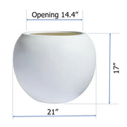 White 21" w x 17" h, round FiberStone pot