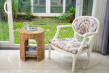 Round Woven Water Hyacinth End Table with Shelf