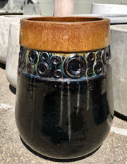 Round Ceramic Planter Black
