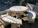 Concrete Round Table and Bench set